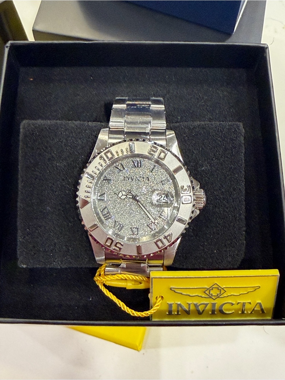 Invicta Silver Stainless Steel Bracelet watch glitter pave